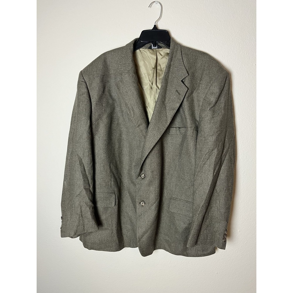 Stafford Blazer Mens 50R Gray Wool Silk Blend Herringbone Sports‎ Coat Classic